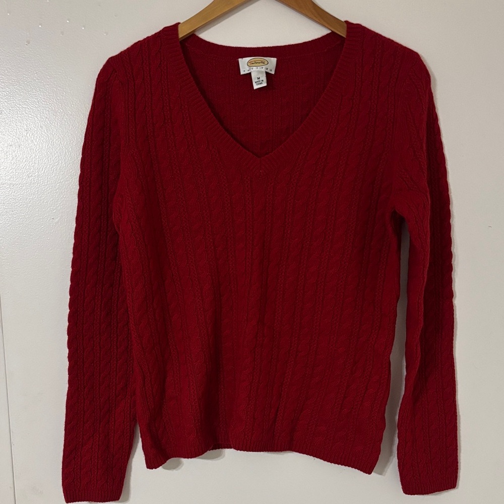 NWOT Talbots Red Cable Knit Sweater wool cashmere